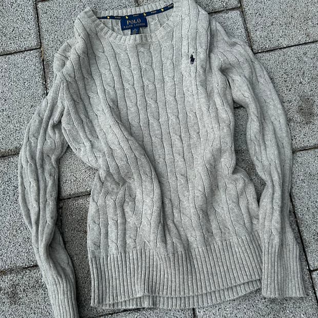 VTG 폴로 polo 그레이 꽈배기 포니 니트