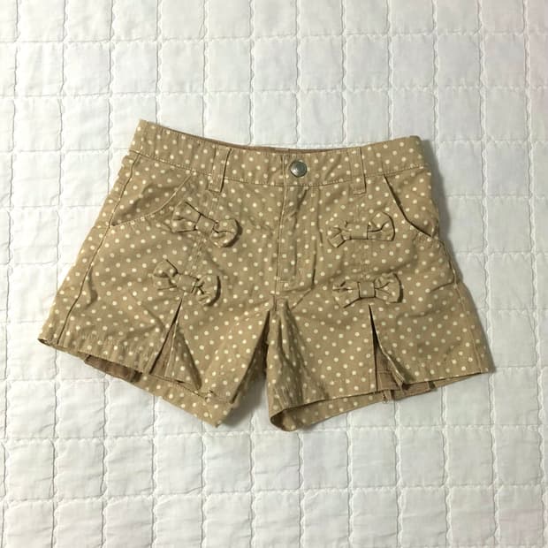 셜리템플 도트 리본 반바지 베이지 모리걸 니혼진 너드 러블리
