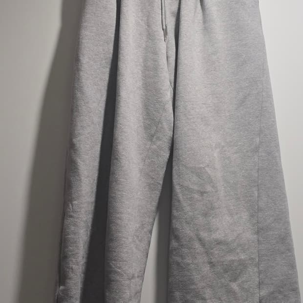 데일리 기모 그레이 와이드 밴딩 팬츠