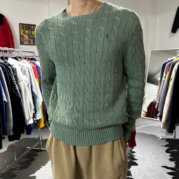 폴로 랄프로렌 그린포니 꽈배기 니트