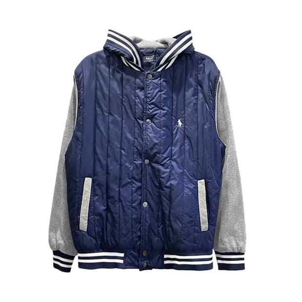 폴로 랄프로렌 바시티 패딩 자켓 풀집업 스냅버튼 디테일 네이비