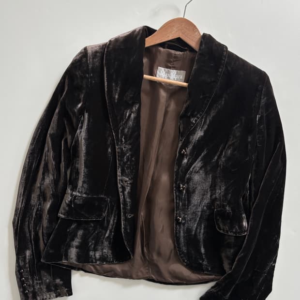 Maxmara 막스마라 다크 브라운 벨벳 자켓 