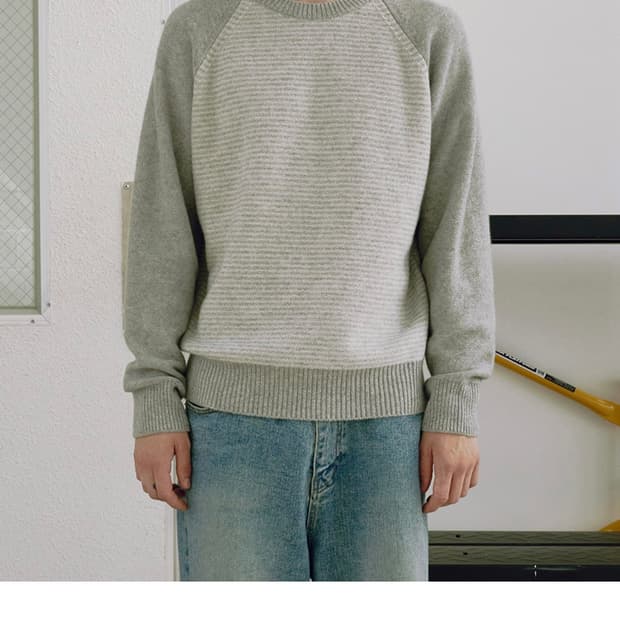 니틀리 스트라이프 울 코튼 스웨터 니트