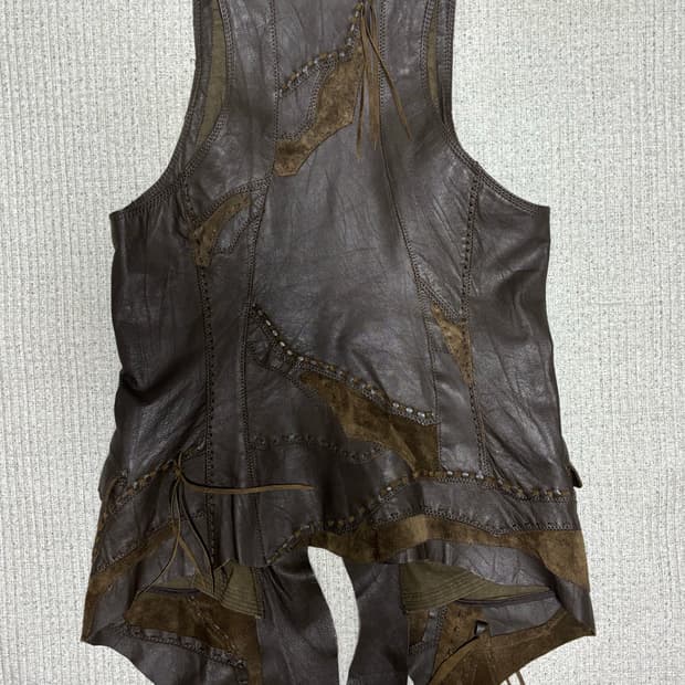 goa leather patchwork vest