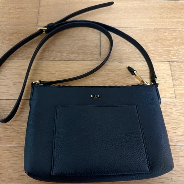 랄프로렌 블랙 가죽 크로스백