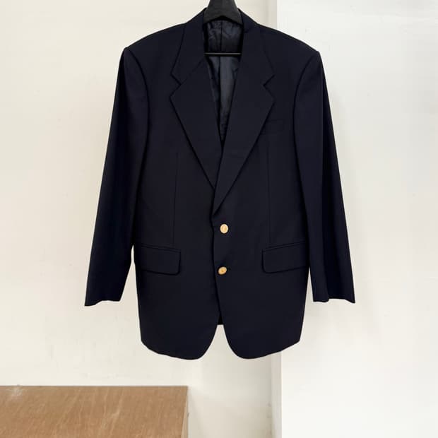 이브 생 로랑 네이비 골드 버튼 블레이저