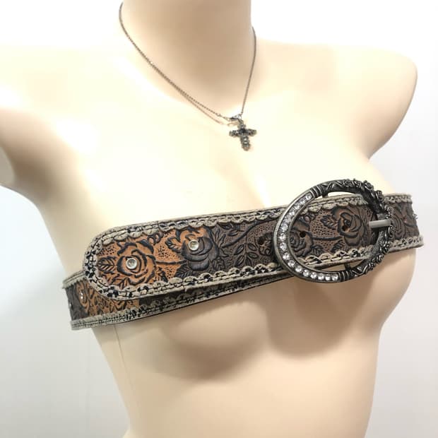 antique rose cubic detail belt 