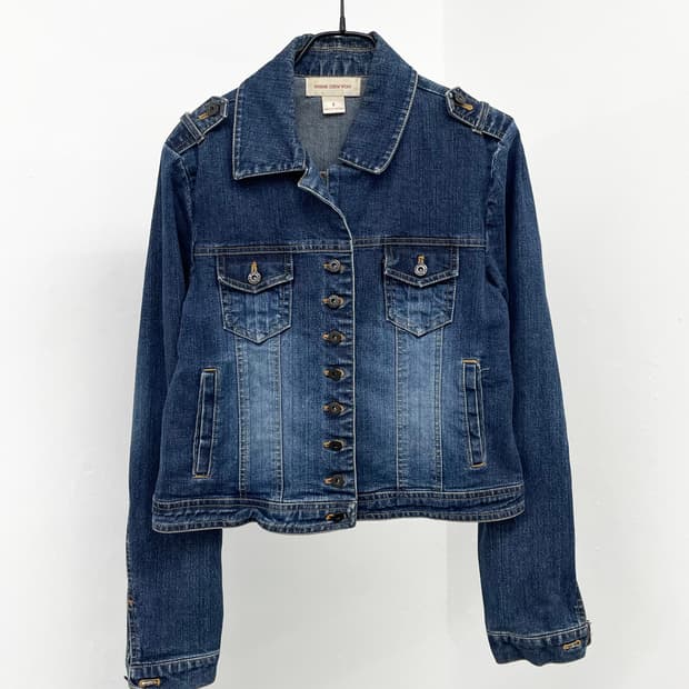 워싱 데님 버튼 자켓