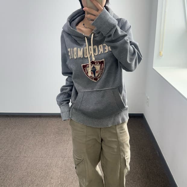 Abercrombie 아베크롬비 스펠아웃로고 그레이 후드티