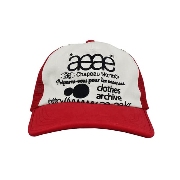 aeae 화이트레드 매쉬캡