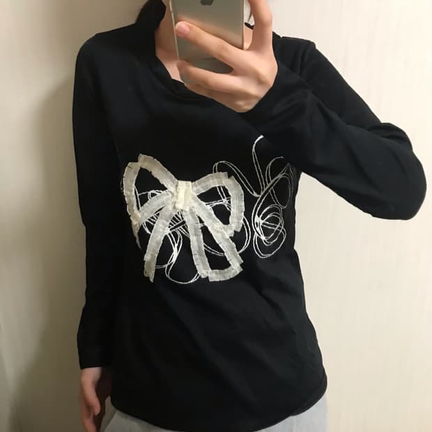 일본빈티지 러블리 리본 프릴 자수 디테일 롱슬리브