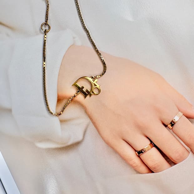 디올 오블리크 로고 팔찌