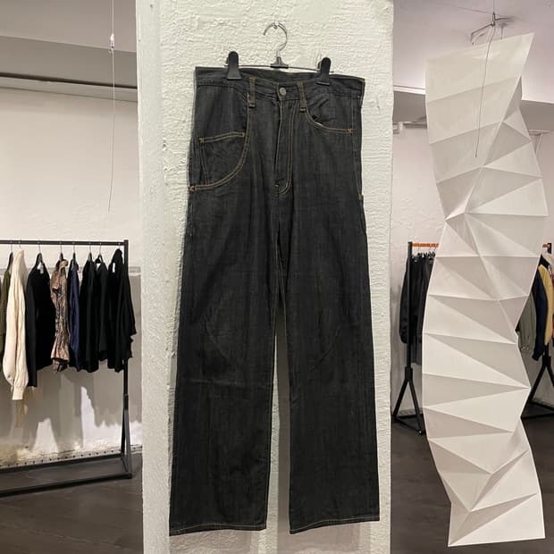 요지 야마모토 비대칭 데님팬츠