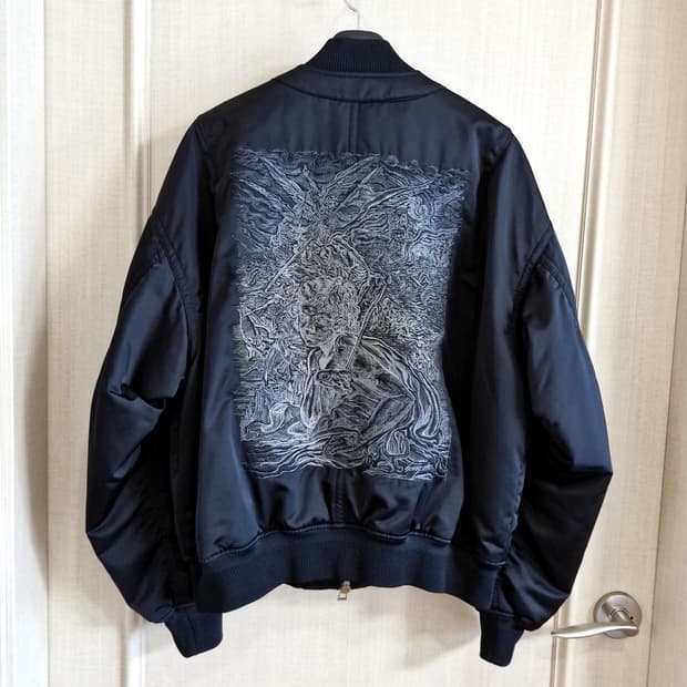 송지오 컬렉션 윈드 플랩 자수 MA-1 마원 자켓 블랙 46