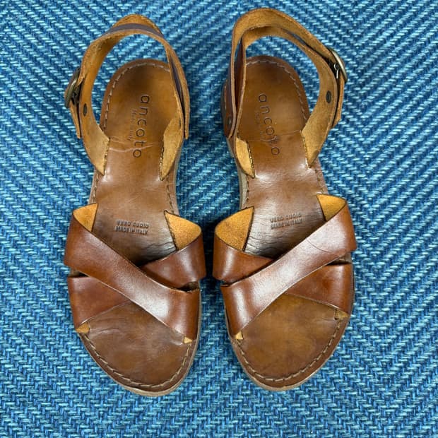 [MADE IN ITALY] 클래식 천연 가죽 핸드메이드 샌들 