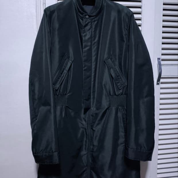 50 질샌더 riri 지퍼 다크그린 롱자켓