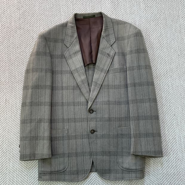 빈티지 캐시미어 체크 블레이저 
