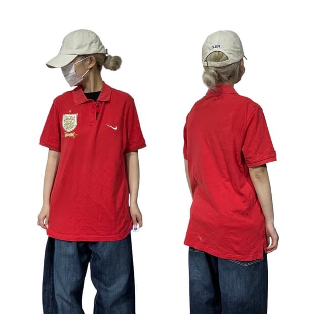 나이키 레드 잉글랜드 축구팀 반팔티 L