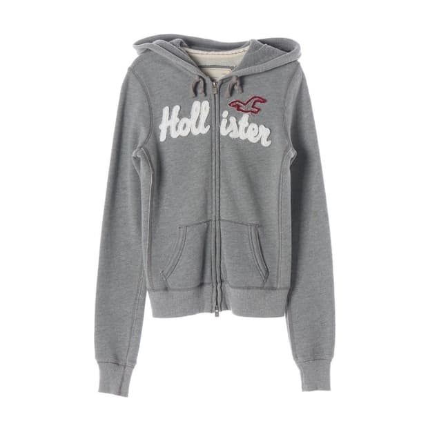 홀리스터 시그니처 스펠아웃 자수 후드집업 그레이 S