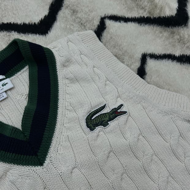 [M]라코스테 케이블 니트 베스트/아이보리