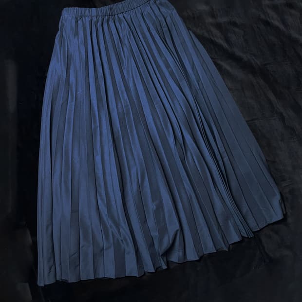 일본빈티지 블랙 주름 롱스커트