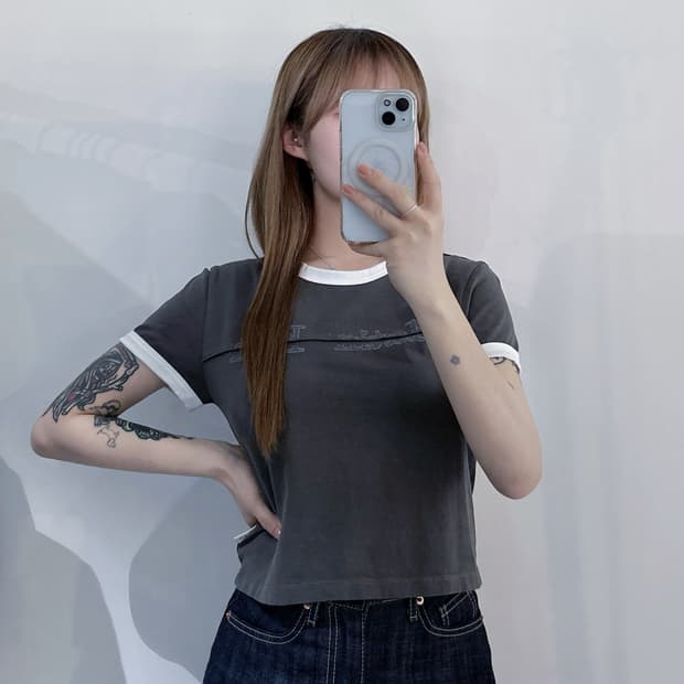 마땡킴 빅로고 크롭 반팔