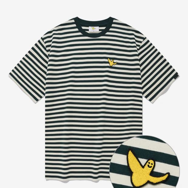 와릿이즌 스트라이프 반팔(딥그린) + 롱슬리브(블랙)