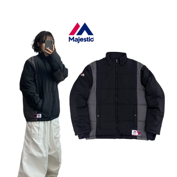 마제스틱 나일론 올드스쿨 배색 패딩 점퍼 자켓