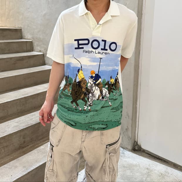 폴로 랄프로렌 올오버 폴로 매치 그래픽 카라티