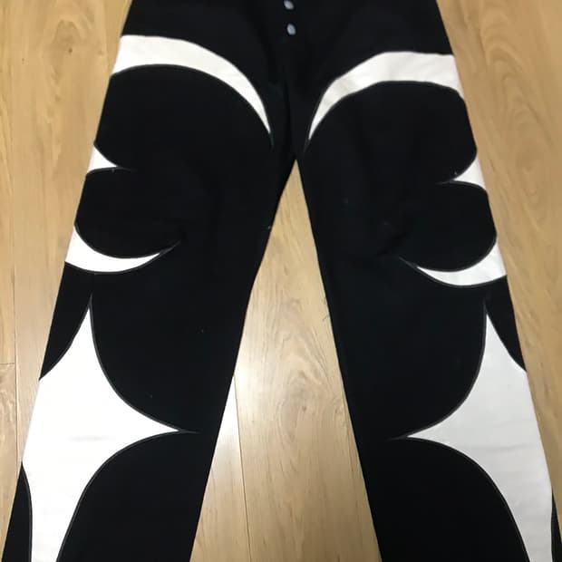 떠그클럽 TC레더 워싱 데님 팬츠 블랙화이트