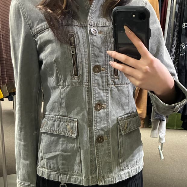 L)Comme Ca Ism 빈티지 여성 지퍼 디테일 데님자켓