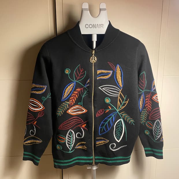 자수 빈티지 가디건m