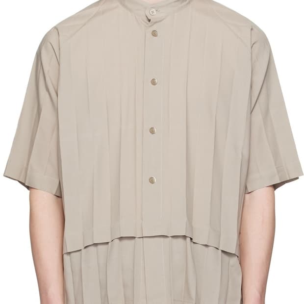 옴므 플리세 이세이미야케 베이지 엣지 셔츠