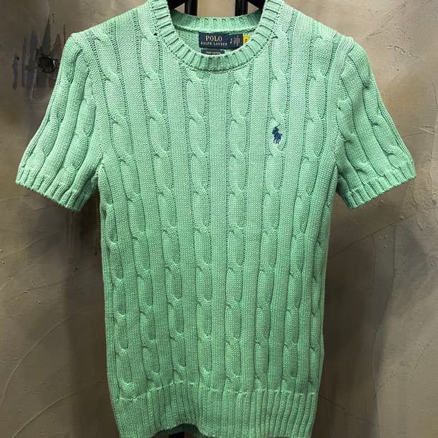 폴로 꽈배기 반팔 니트 55