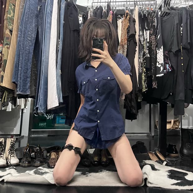 엘엘빈 네이비 셔링 셔츠