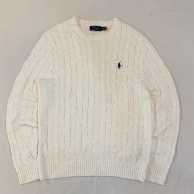 폴로 랄프로렌 케이블 꽈배기 니트 크림 화이트 M L