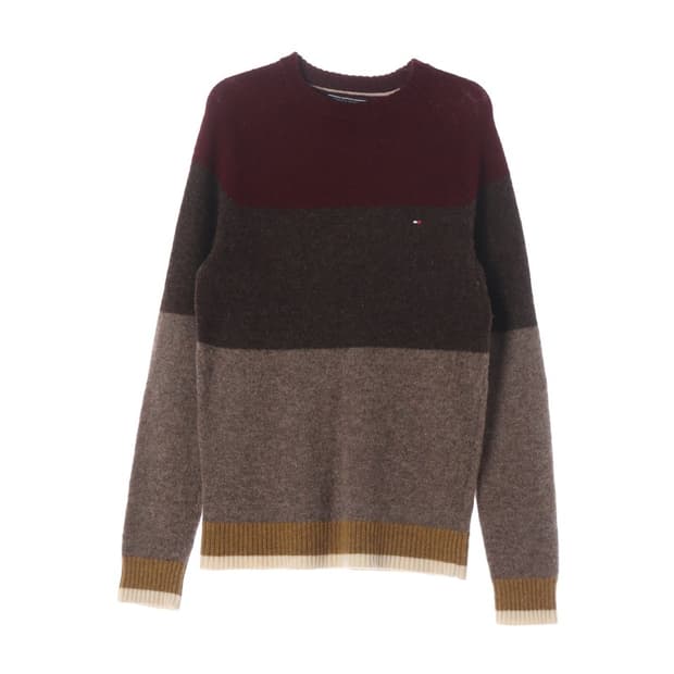 타미힐피거 3단 컬러블록 라운드 울 니트 M