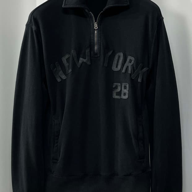 폴로 랄프로렌 뉴욕 레더 블랙 피그먼트 풀오버 스웻셔츠