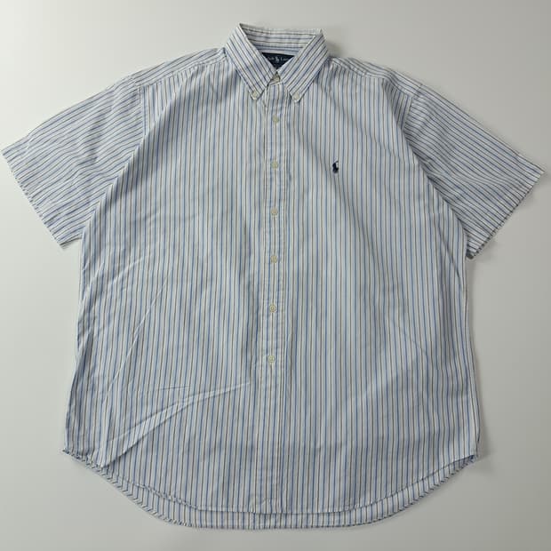 CA454 L 폴로 90s 블루 멀티스트라이프 반팔 셔츠 남방