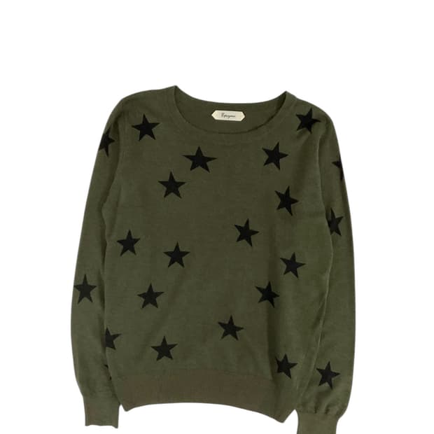 별 패턴 카키 니트 