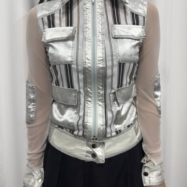 b.l goodlooker silver design mesh zipup