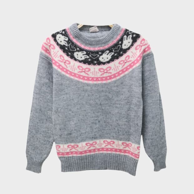 발레코어 딸기우유 포인트 울 혼방 니트 62134