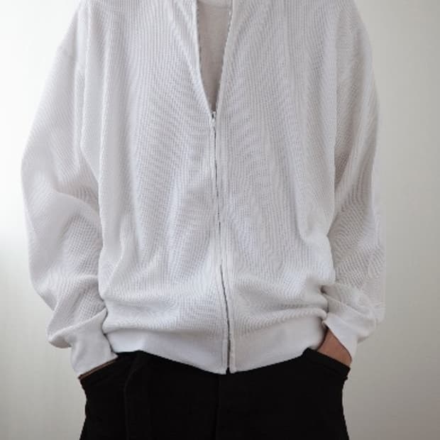 코모리 와플 화이트 집업 스웨트 2사이즈