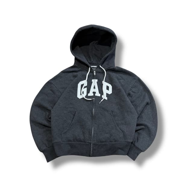 GAP 진그레이 세미 크롭 후드 집업