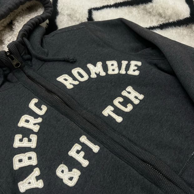 [S]아베크롬비 양털 안감 스펠아웃 후드집업/그레이