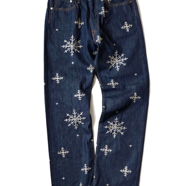 캐피탈 눈꽃 자수 데님 32