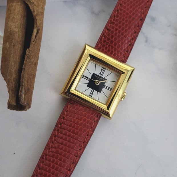 [특가상품]정품 쇼메 아르데코 스퀘어 쿼츠 시계 [정품 가죽줄,버클 3개