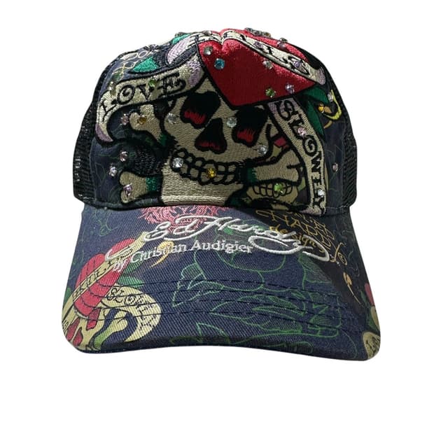 에드하디 로즈 스컬 큐빅 트러커 메쉬 볼캡