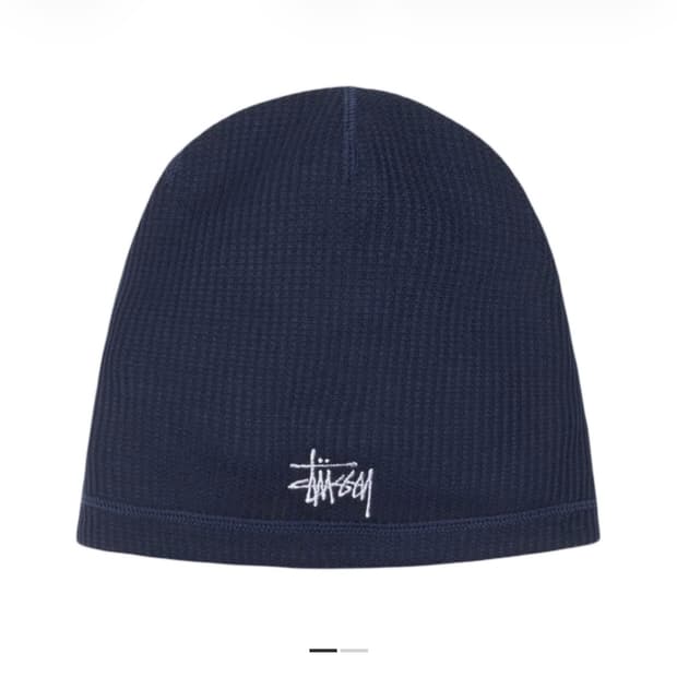스투시 스컬캡 와플 비니 네이비