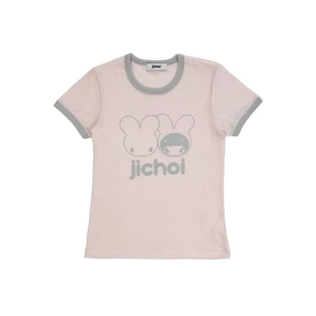 지초이 24SS 피티드 로고 티셔츠 베이비핑크 size 1